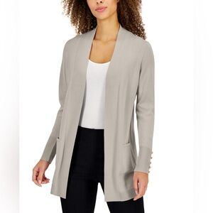 JM Collection Women's Cream/Tan Cardigan with Gold Buttons